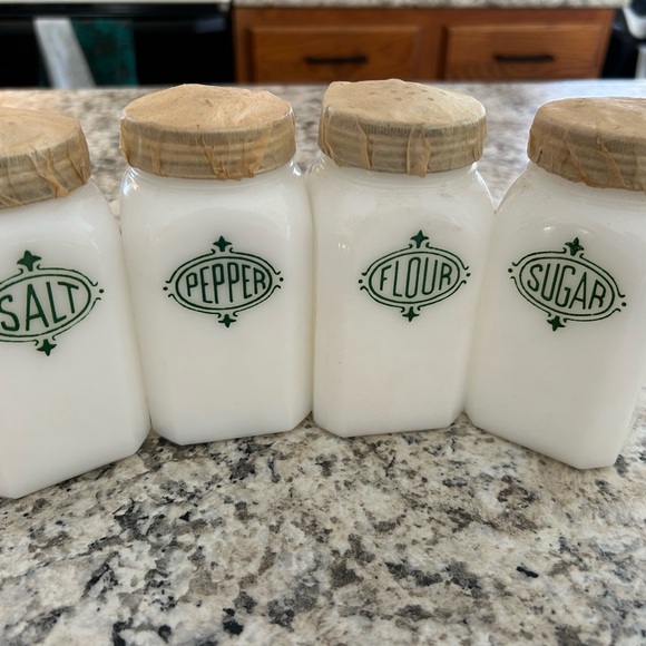 Vtg Milk Glass shakers